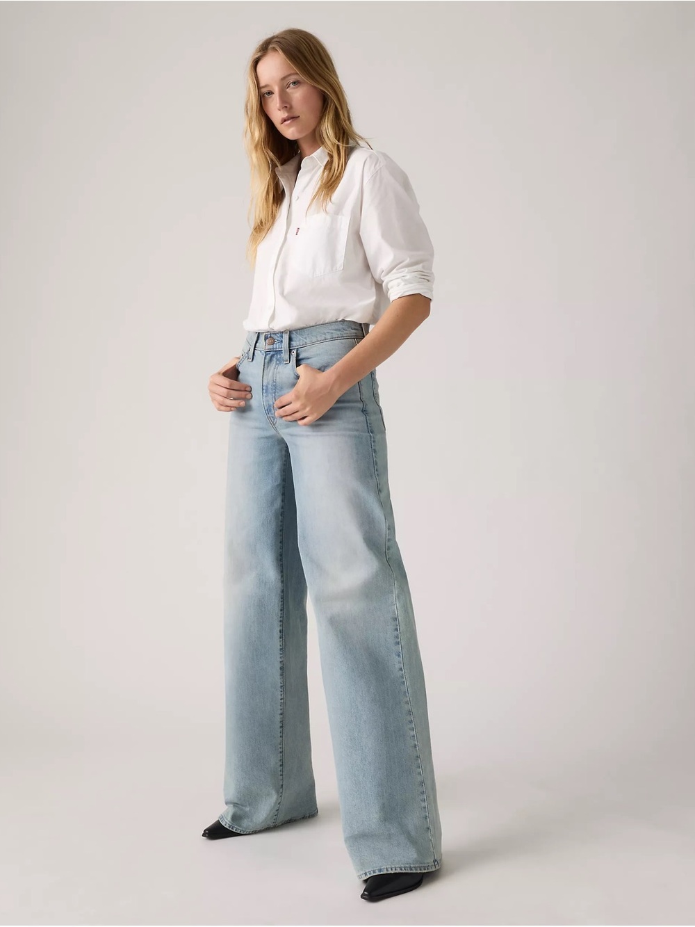 Levi's 728 Light Blue Wide-Leg Jeans